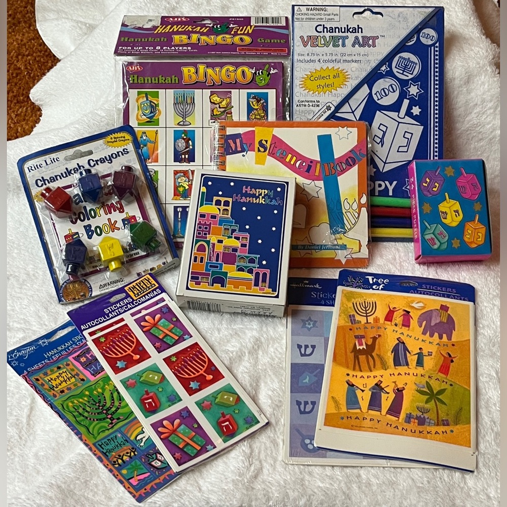 New! Assorted Chanukah Lot - puzzles, stickers, games, arts & crafts, bingo